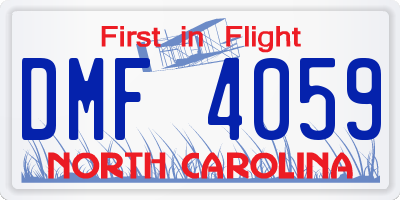 NC license plate DMF4059