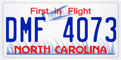 NC license plate DMF4073