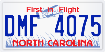 NC license plate DMF4075