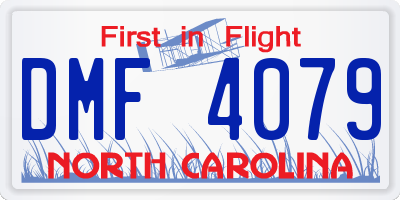 NC license plate DMF4079