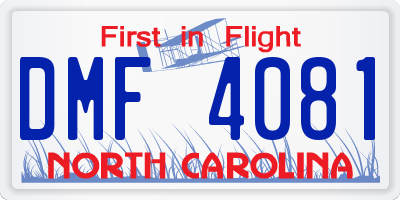NC license plate DMF4081
