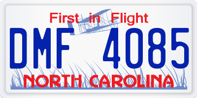 NC license plate DMF4085