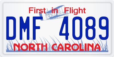 NC license plate DMF4089