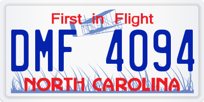 NC license plate DMF4094