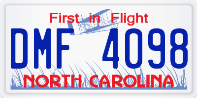 NC license plate DMF4098