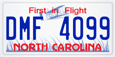 NC license plate DMF4099
