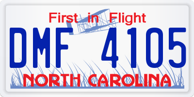 NC license plate DMF4105
