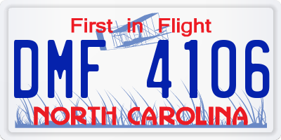 NC license plate DMF4106