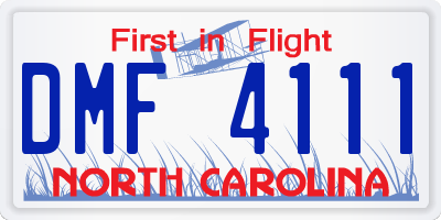 NC license plate DMF4111
