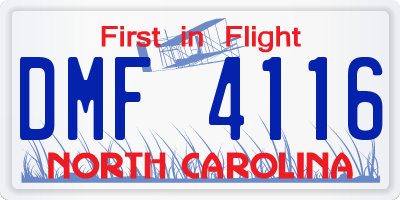 NC license plate DMF4116