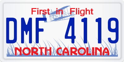 NC license plate DMF4119
