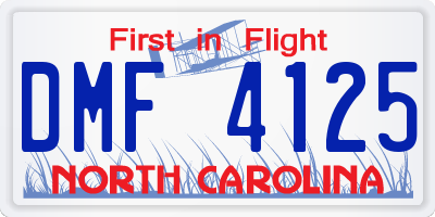 NC license plate DMF4125