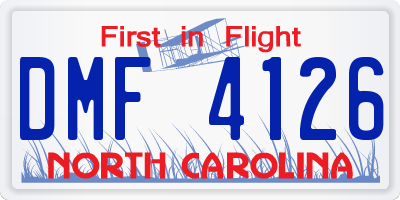 NC license plate DMF4126