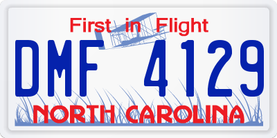 NC license plate DMF4129