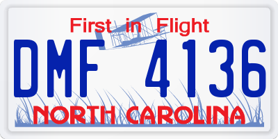 NC license plate DMF4136