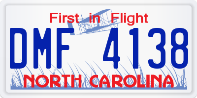 NC license plate DMF4138