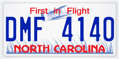 NC license plate DMF4140