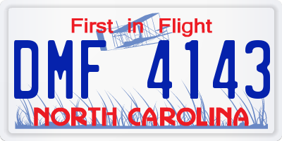 NC license plate DMF4143