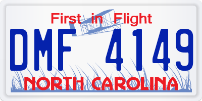 NC license plate DMF4149