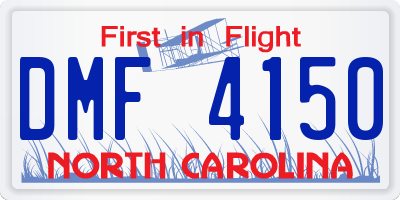 NC license plate DMF4150