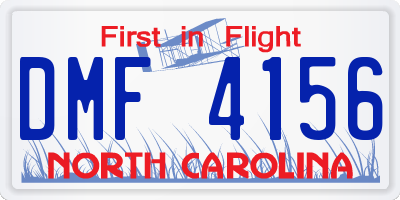 NC license plate DMF4156