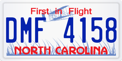 NC license plate DMF4158