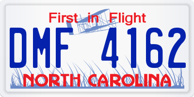 NC license plate DMF4162