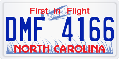 NC license plate DMF4166