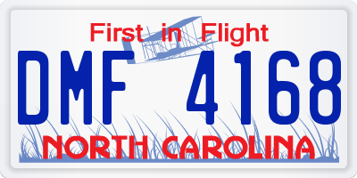 NC license plate DMF4168