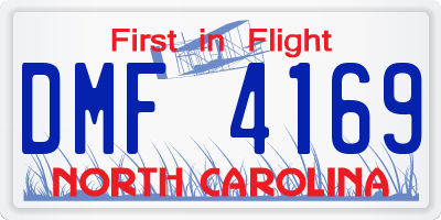 NC license plate DMF4169