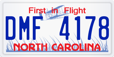 NC license plate DMF4178