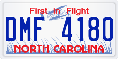 NC license plate DMF4180