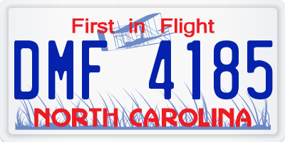 NC license plate DMF4185