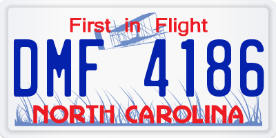 NC license plate DMF4186
