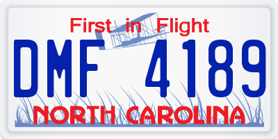 NC license plate DMF4189