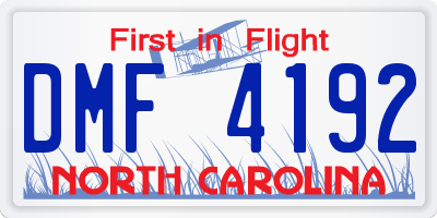 NC license plate DMF4192