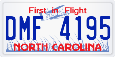 NC license plate DMF4195