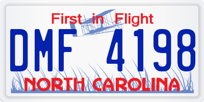 NC license plate DMF4198