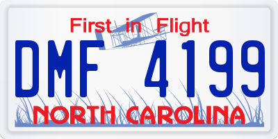 NC license plate DMF4199