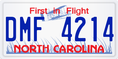 NC license plate DMF4214