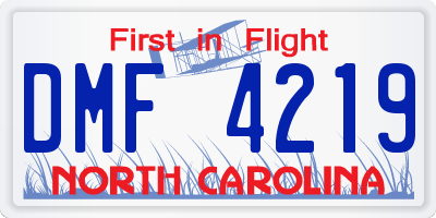 NC license plate DMF4219