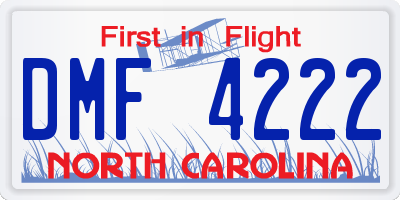 NC license plate DMF4222