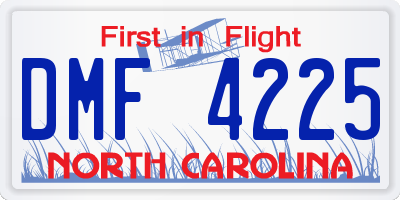NC license plate DMF4225