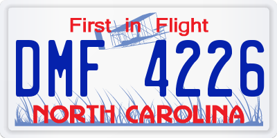 NC license plate DMF4226