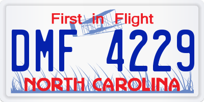 NC license plate DMF4229