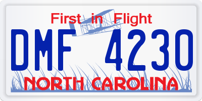 NC license plate DMF4230