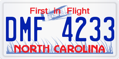 NC license plate DMF4233