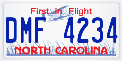 NC license plate DMF4234