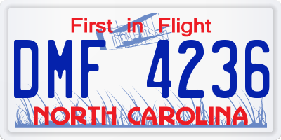 NC license plate DMF4236