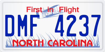 NC license plate DMF4237
